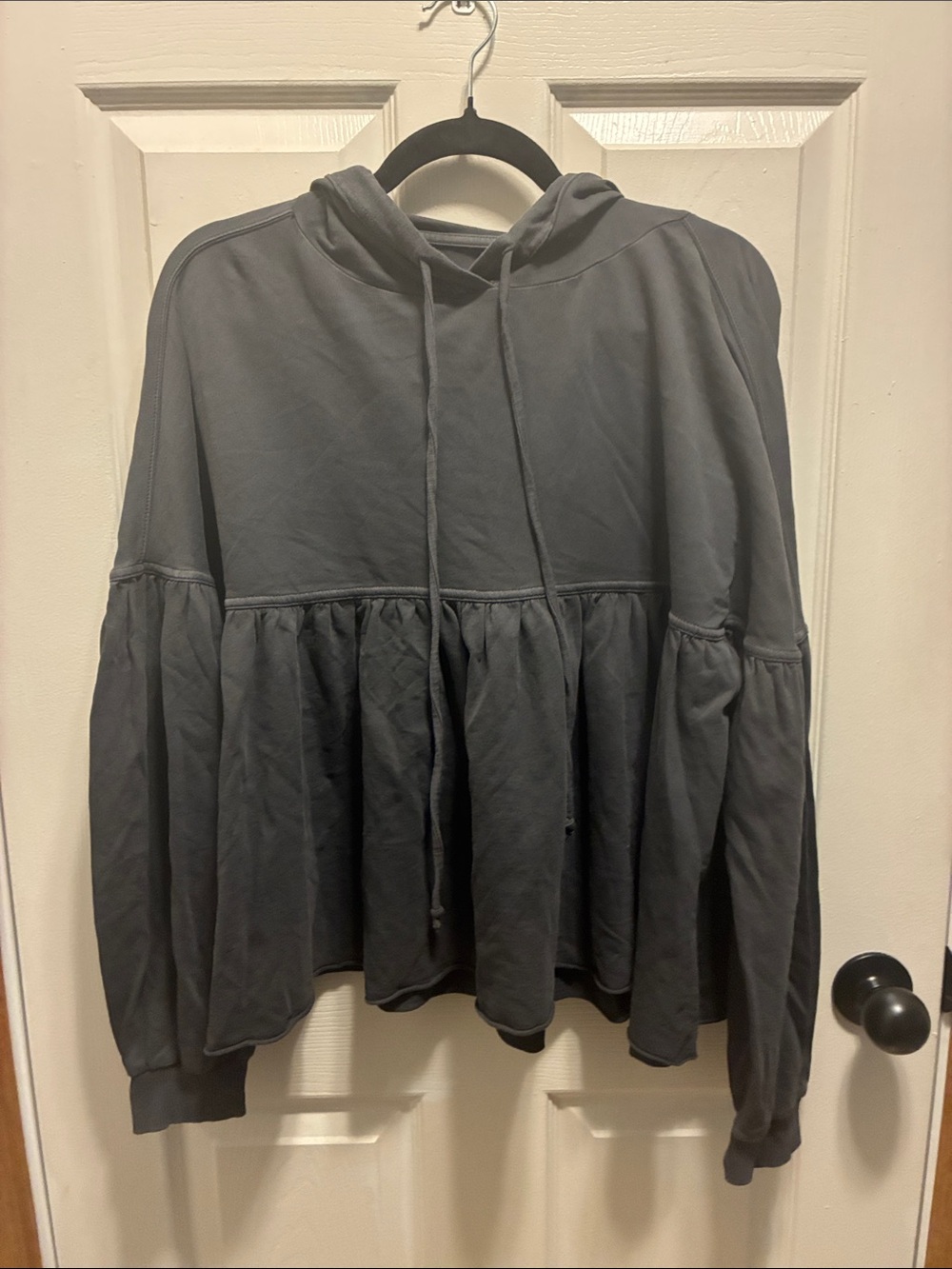 aerie Dark Gray Hooded Peplum Sweatshirt